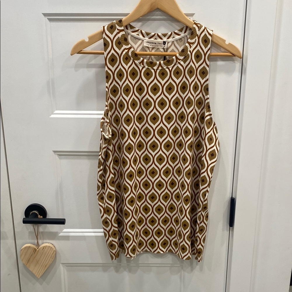 Jackson Rowe Brown and Cream Graphic Tank Top